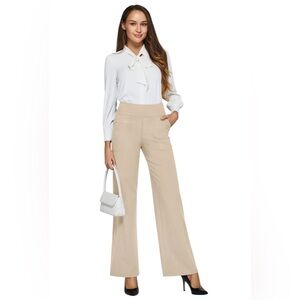 G4free Tan Relaxed Fit and Straight Leg Business Casual Women’s Medium Pants